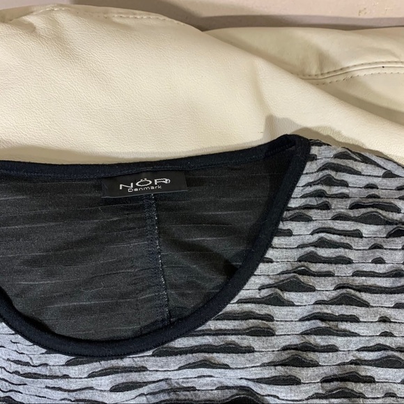 Nor Denmark Womens Gray Black Dress Asymmetrical Long Sleeves Distressed Size 2 - Picture 8 of 9